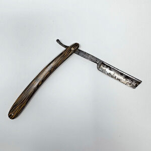 Vintage J.A. Henckels Twin Works Straight Razor Solingen Germany Wood Grain Hand